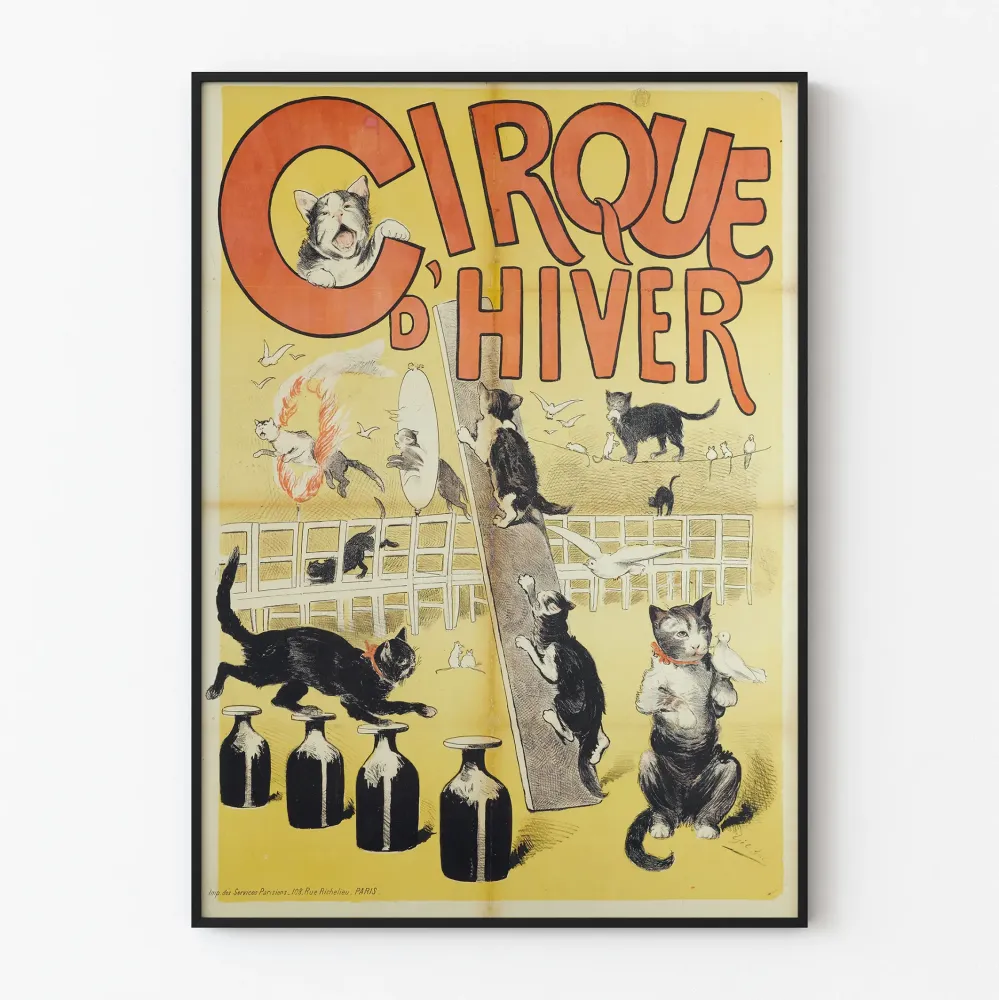 Plakat Cyrku Zimowego Ilustracja Kotów Akrobatów
