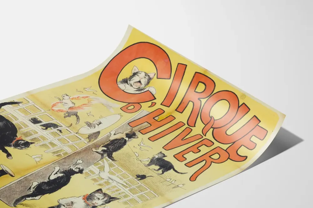 Plakat Cyrku Zimowego Ilustracja Kotów Akrobatów