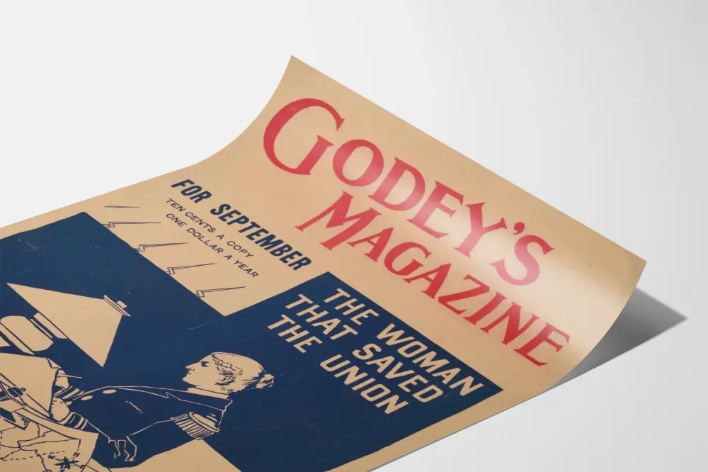 Plakat z czasopisma Vintage Godey's o Anna Ella Carroll