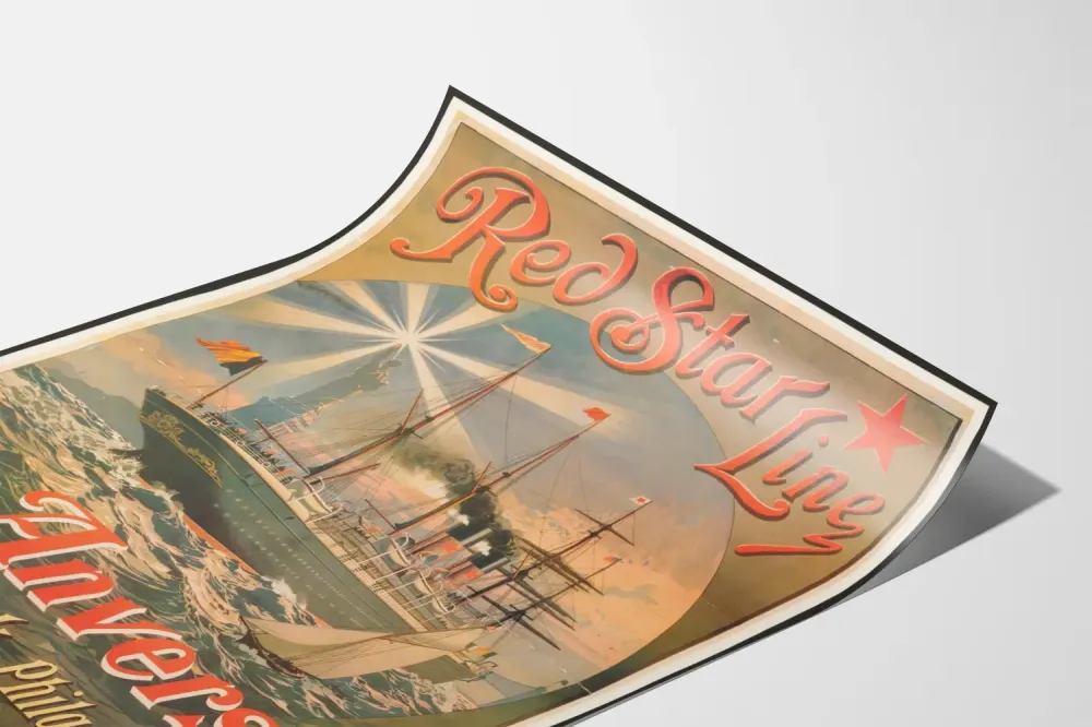 Plakat Czerwona Linia Gwiazdy - Rejs morski Antwerp, Nowy Jork, Filadelfia