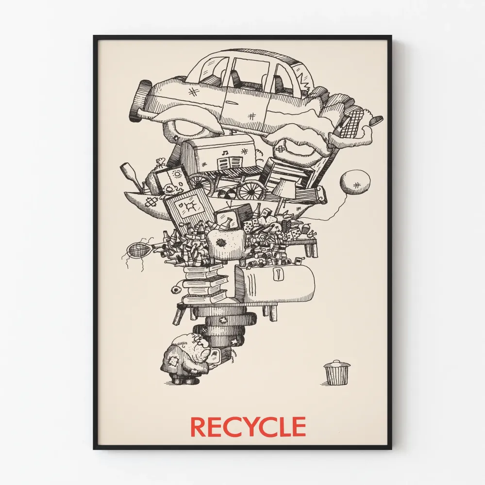 Plakat Dekoracja Ścienna z Recyklingu - Zaangażowana i Artystyczna Ilustracja