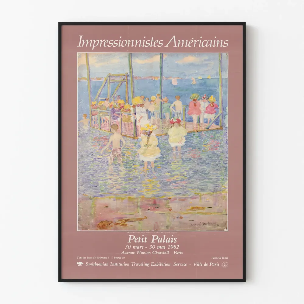 Plakat dekoracji ściennej impresjonistów amerykańskich Petit Palais 1982