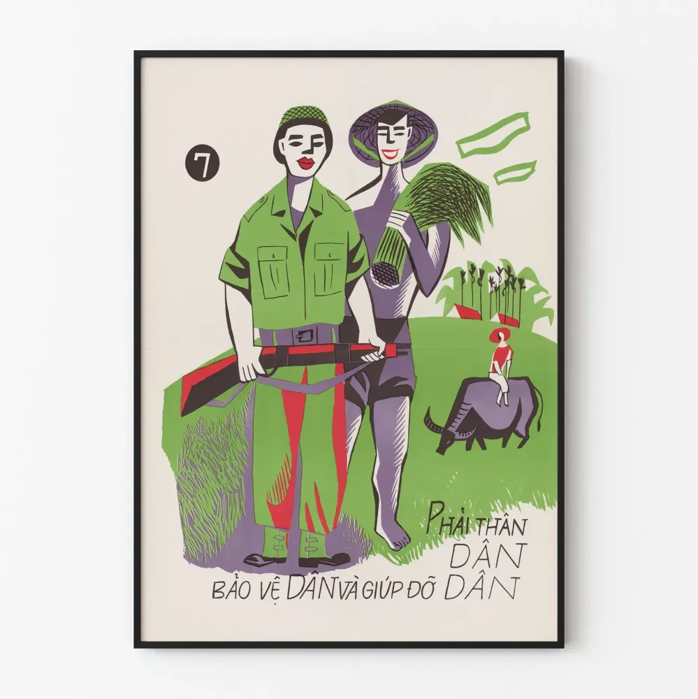Plakat dekoracji ściennej Wietnam - Armia i wsparcie dla ludu