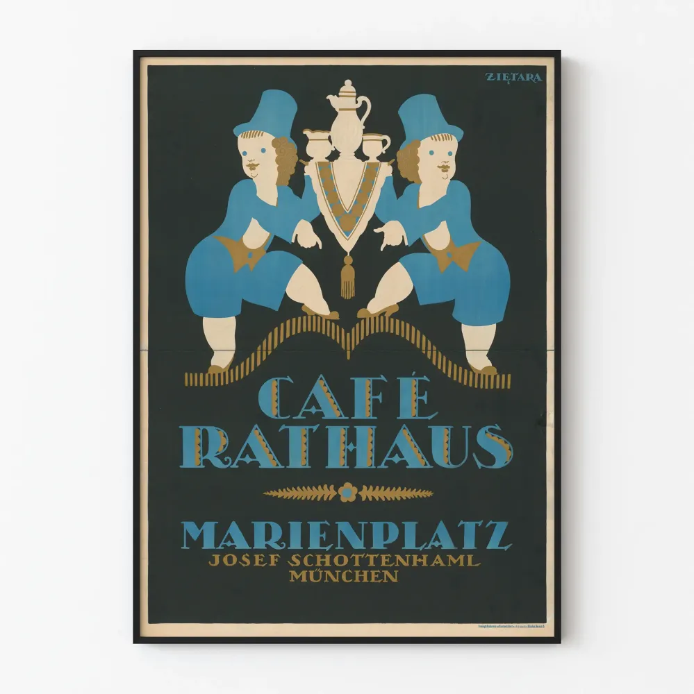 Plakat dekoracyjny Café Rathaus Marienplatz Monachium