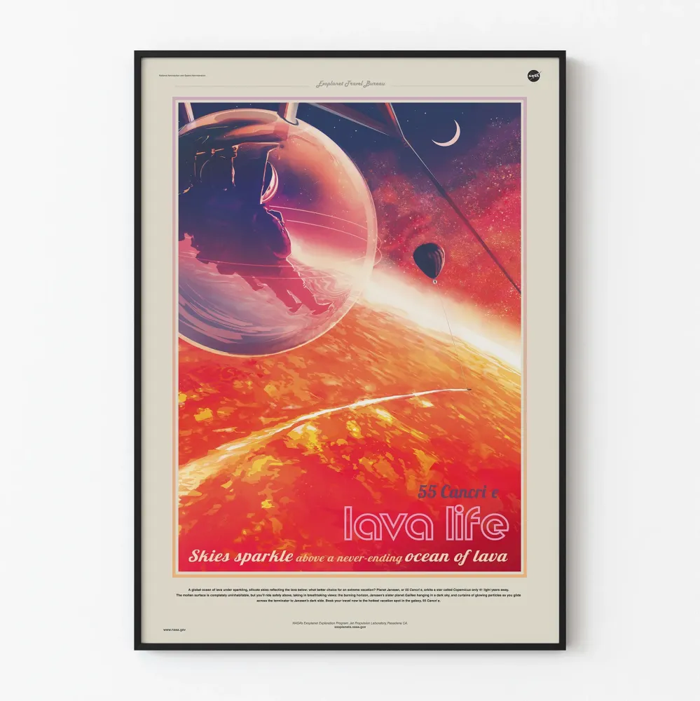 Plakat dekoracyjny 55 Cancri e planeta lawy - Plakat kosmosu i astronauty