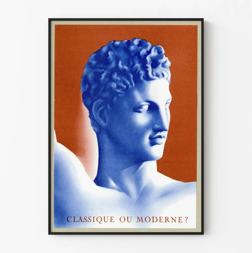 Plakat dekoracyjny na ścianę z klasyczną i nowoczesną rzeźbioną głową