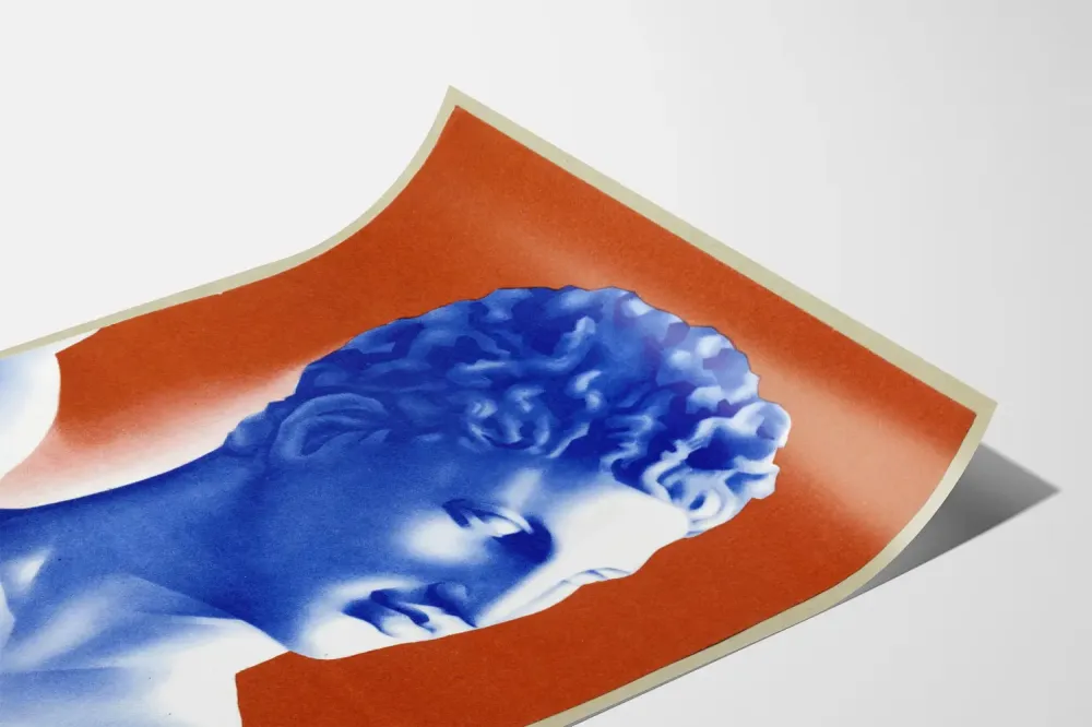 Plakat dekoracyjny na ścianę z klasyczną i nowoczesną rzeźbioną głową