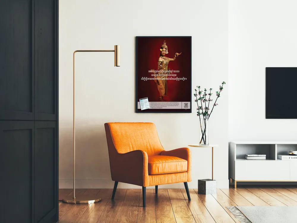 Plakat dekoracyjny na ścianę z tradycyjną khmerską tancerką
