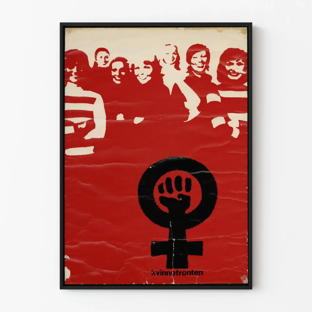 Plakat dekoracyjny feministyczny Kvinnefronten czerwony i czarny