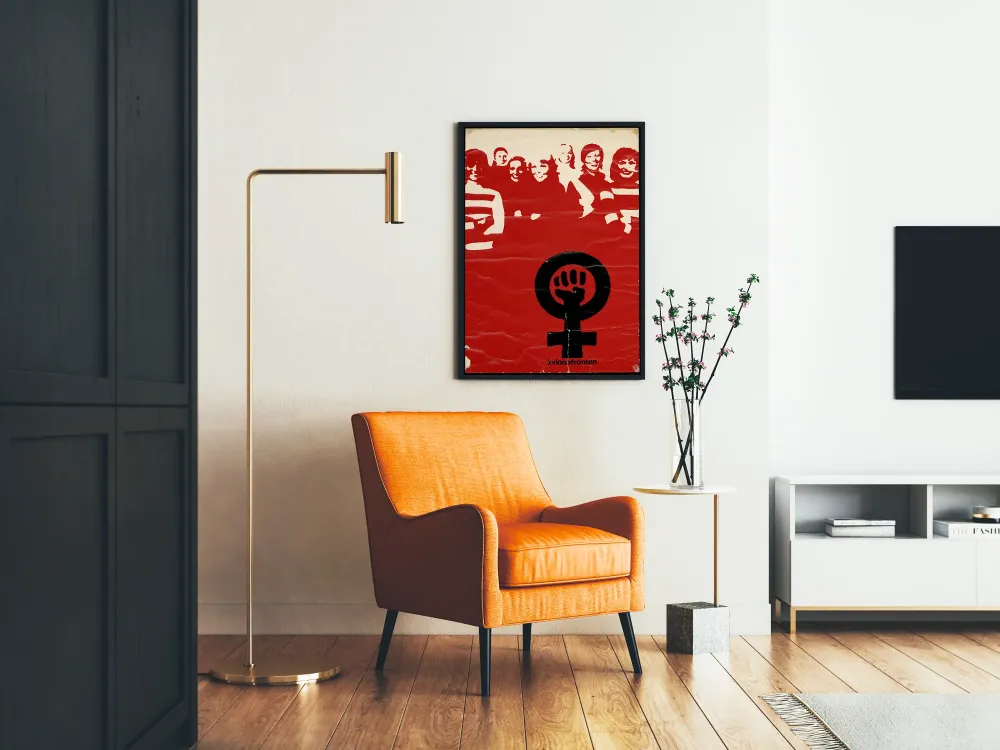 Plakat dekoracyjny feministyczny Kvinnefronten czerwony i czarny