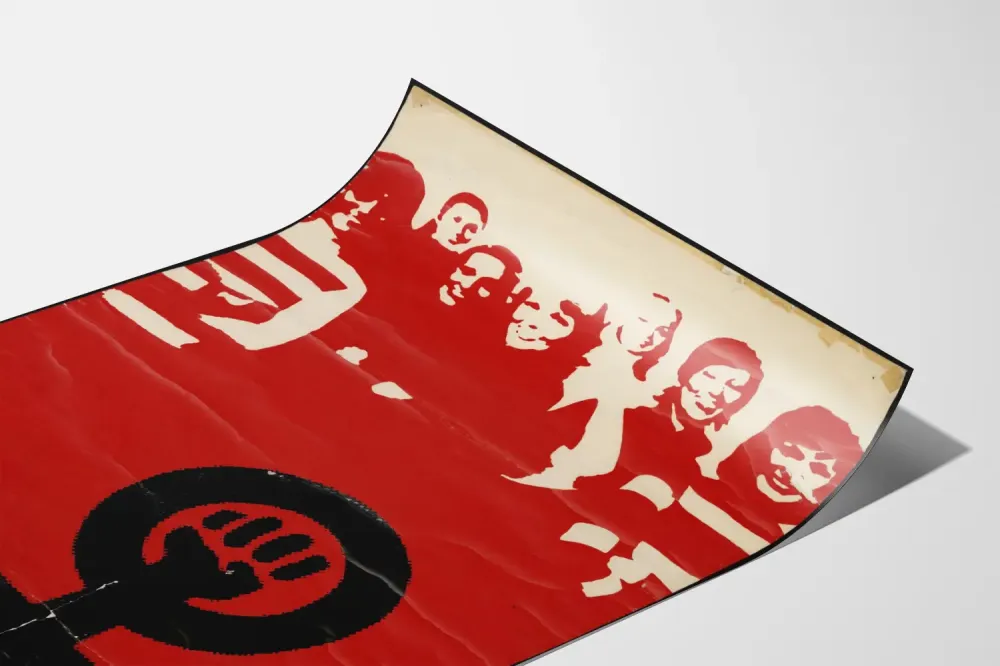 Plakat dekoracyjny feministyczny Kvinnefronten czerwony i czarny