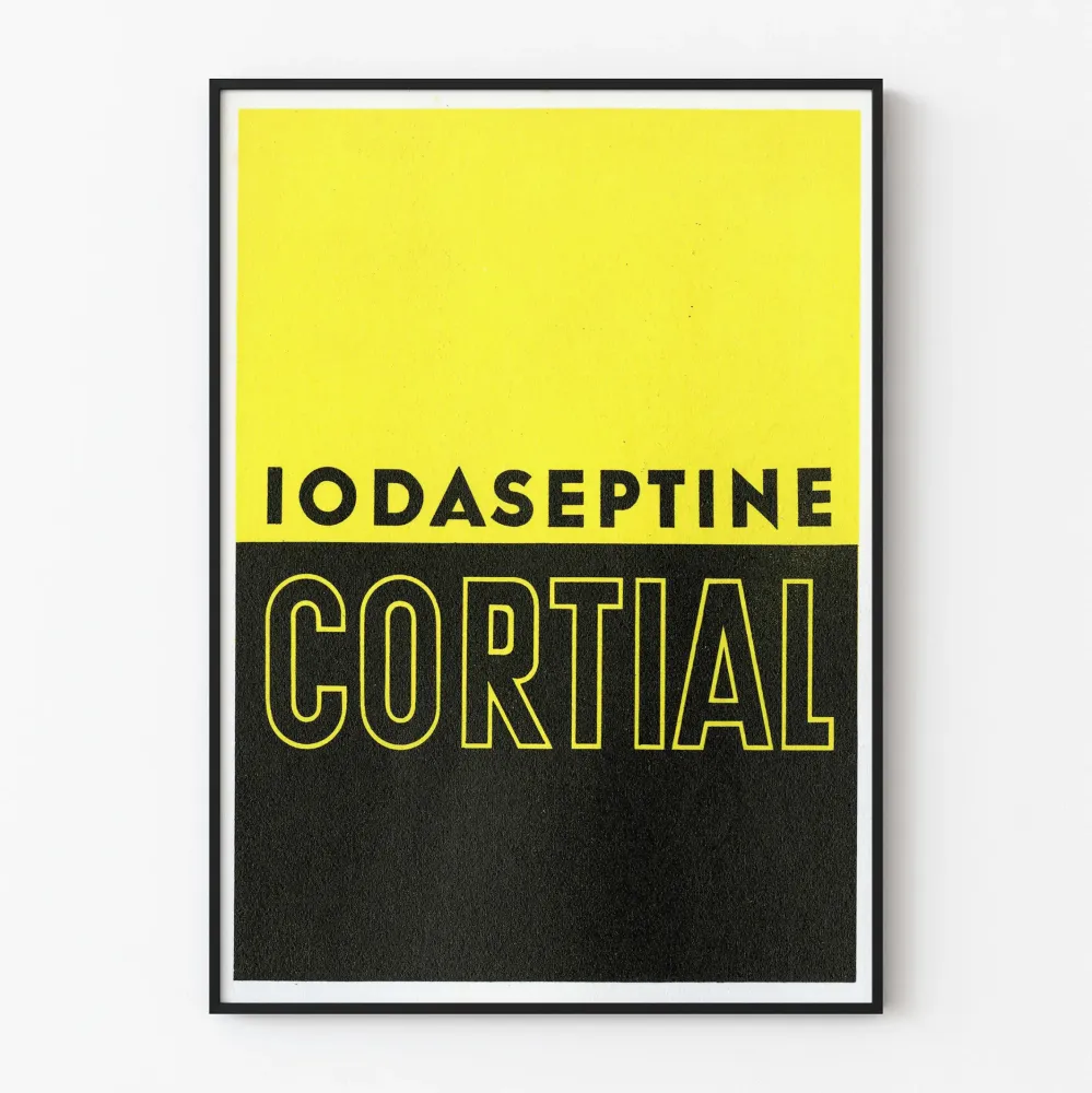 Plakat dekoracyjny Iodaseptine Cortial w dwubarwnej stylistyce