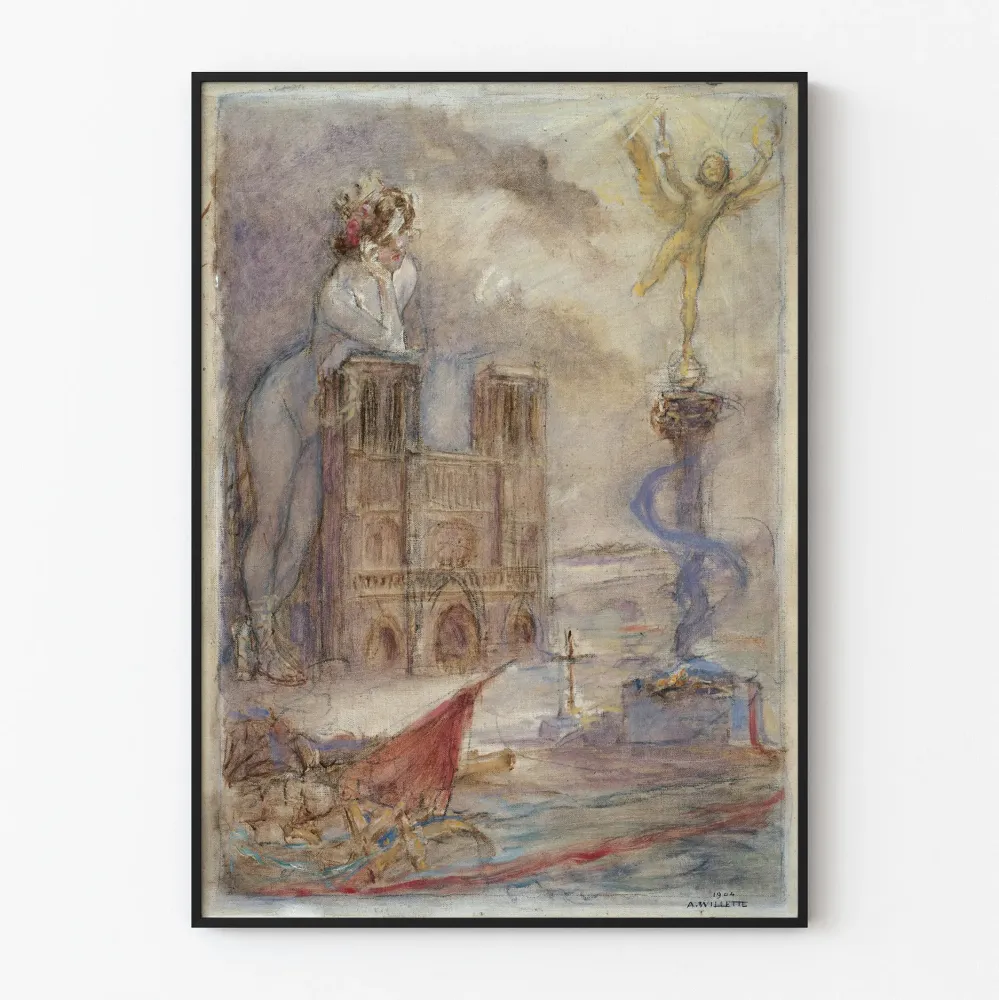 Plakat dekoracyjny Notre-Dame de Paris 1904 autorstwa . Willette