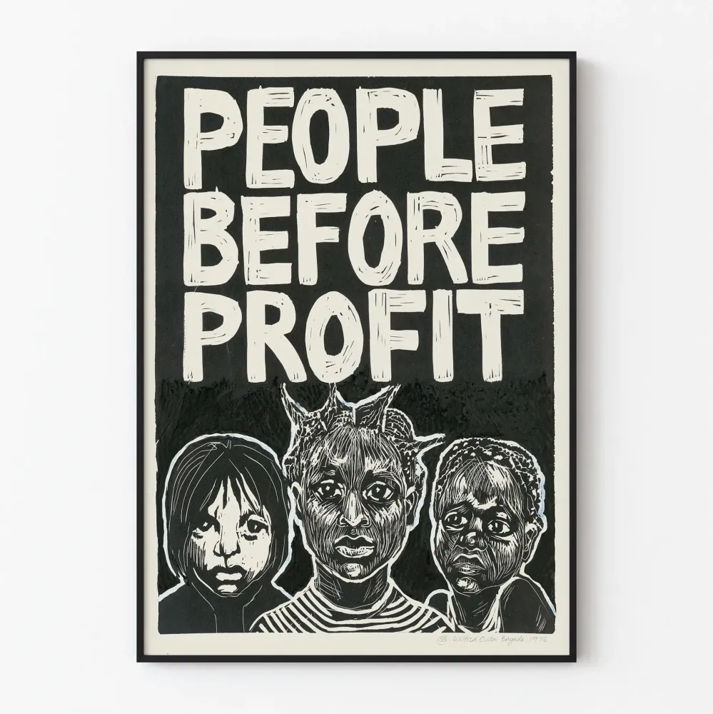 Plakat dekoracyjny People Before Profit - Wyraziste, zaangażowane dzieło sztuki