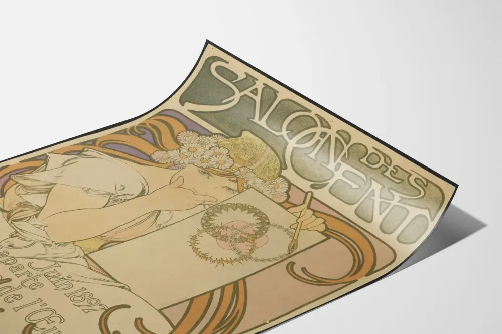 Plakat dekoracyjny w stylu secesyjnym - Salon des Cent 1897 autorstwa Mucha