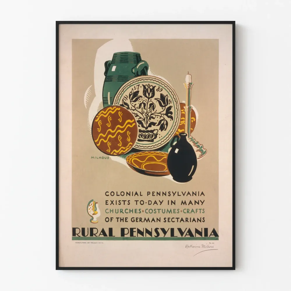Plakat dekoracyjny wiejski Pensylwania sztuka ceramiki