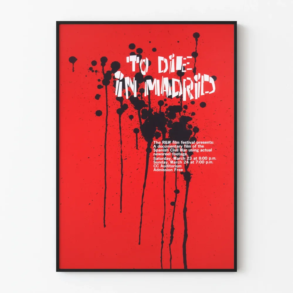 Plakat To Die Madrid w stylu graficznym czerwono-czarnym