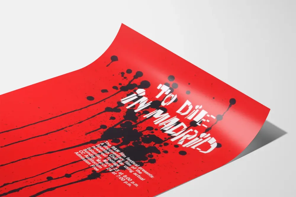 Plakat To Die Madrid w stylu graficznym czerwono-czarnym