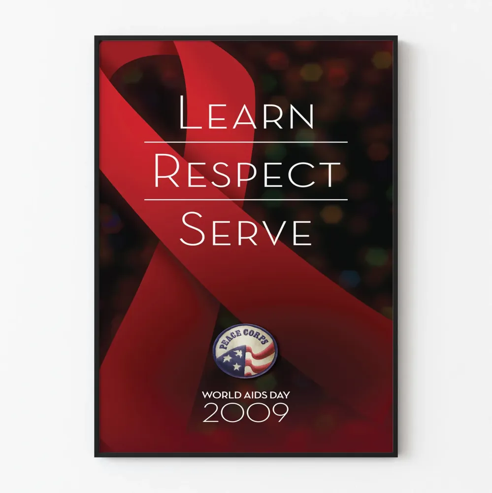 Plakat Dnia Walki z AIDS 2009 Czerwony Wstążka Peace Corps