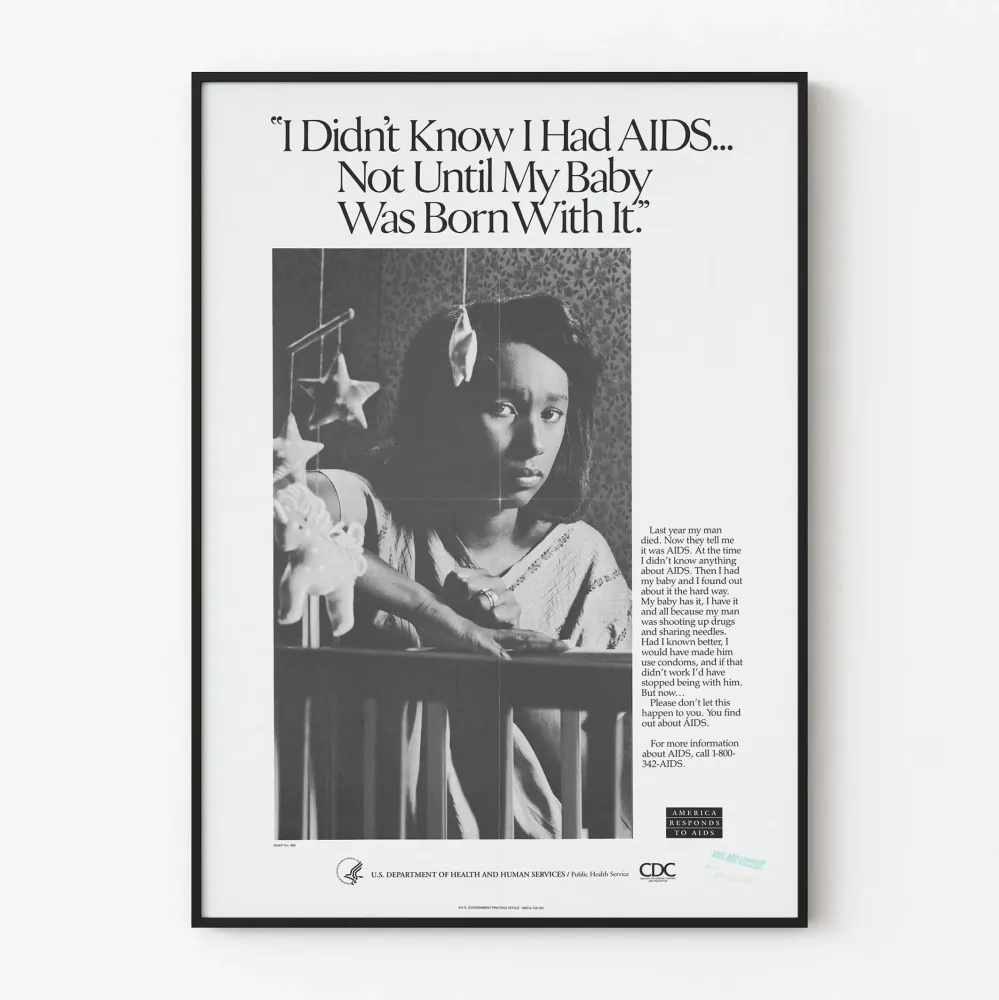 Plakat edukacyjny o AIDS i przekazywaniu choroby z matki na dziecko