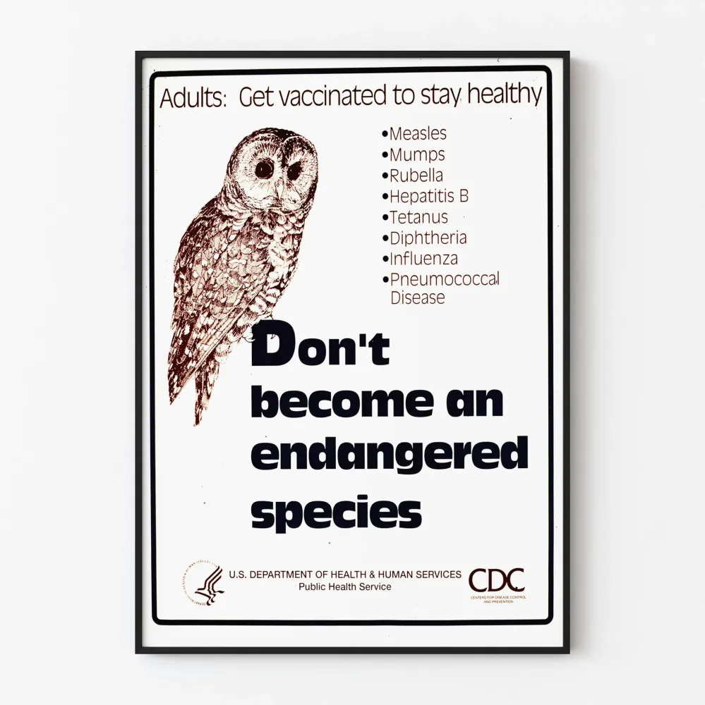 Plakat edukacyjny o szczepieniach – Nie stawaj się gatunkiem zagrożonym