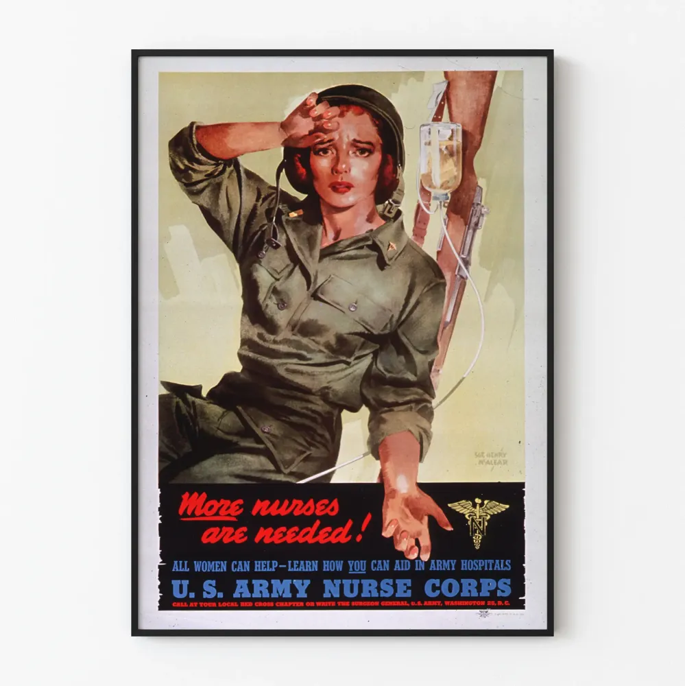 Plakat z epoki US Army Nurse Corps - Potrzeba więcej pielęgniarek