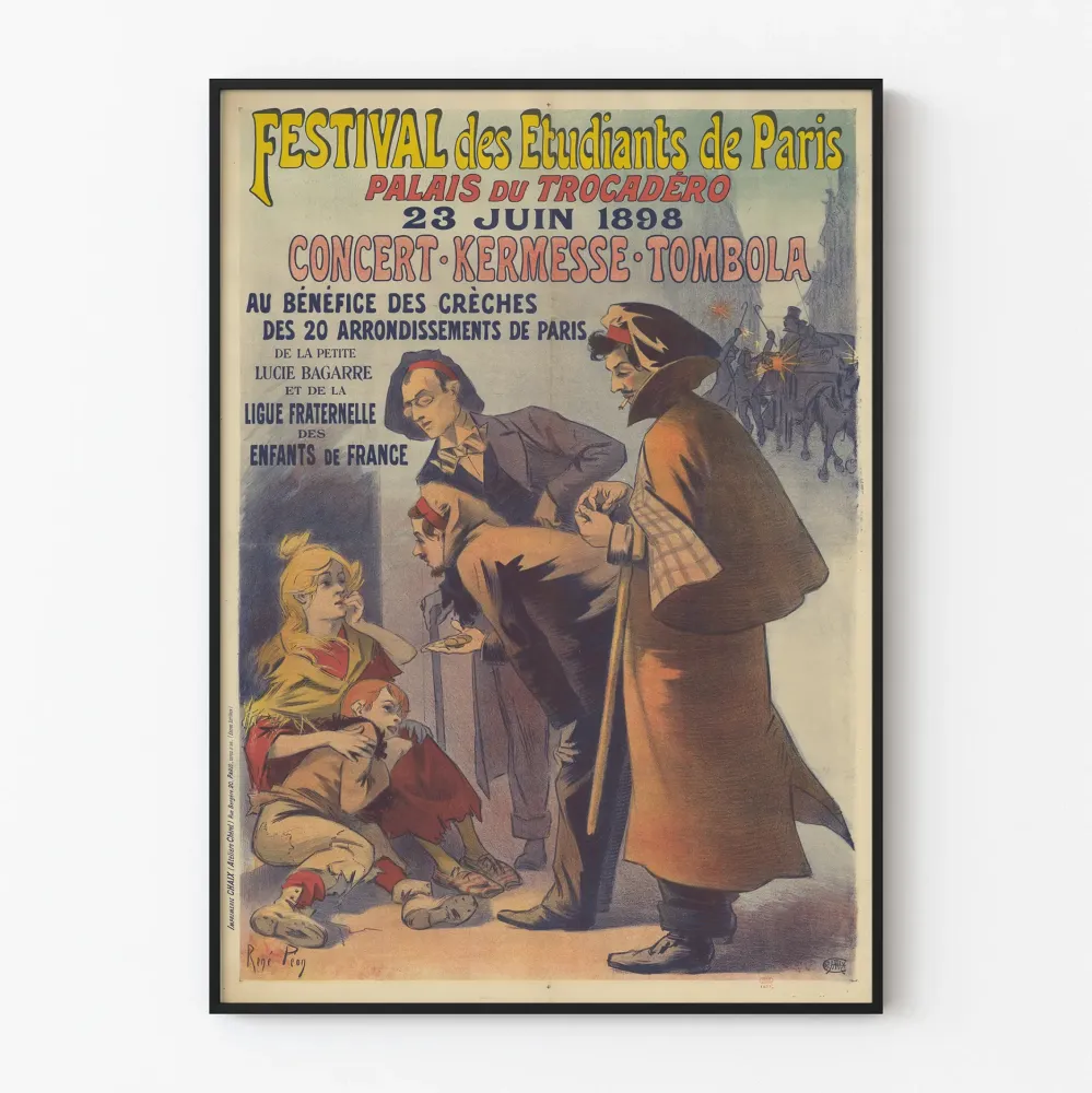 Plakat Festiwal Studentów Paryż 1898 - Historyczna Dekoracja Ścienna