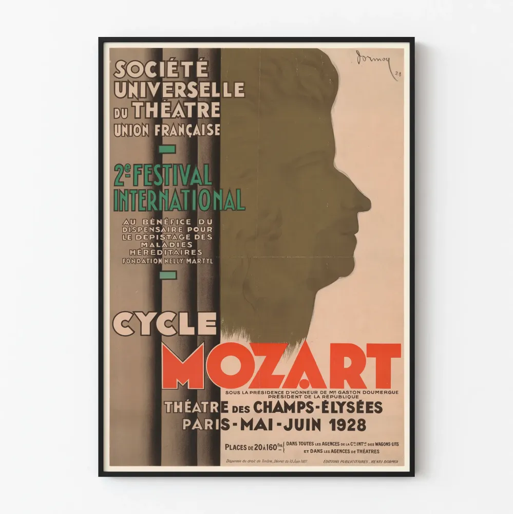 Plakat Festiwalowy Międzynarodowy Cykl Mozarta 1928 Teatr Champs-Élysées