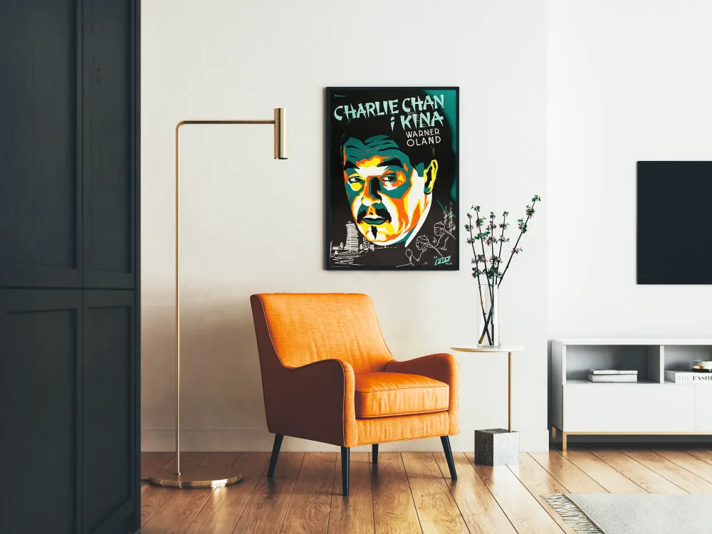 Plakat filmowy vintage Charlie Chan w Szanghaju