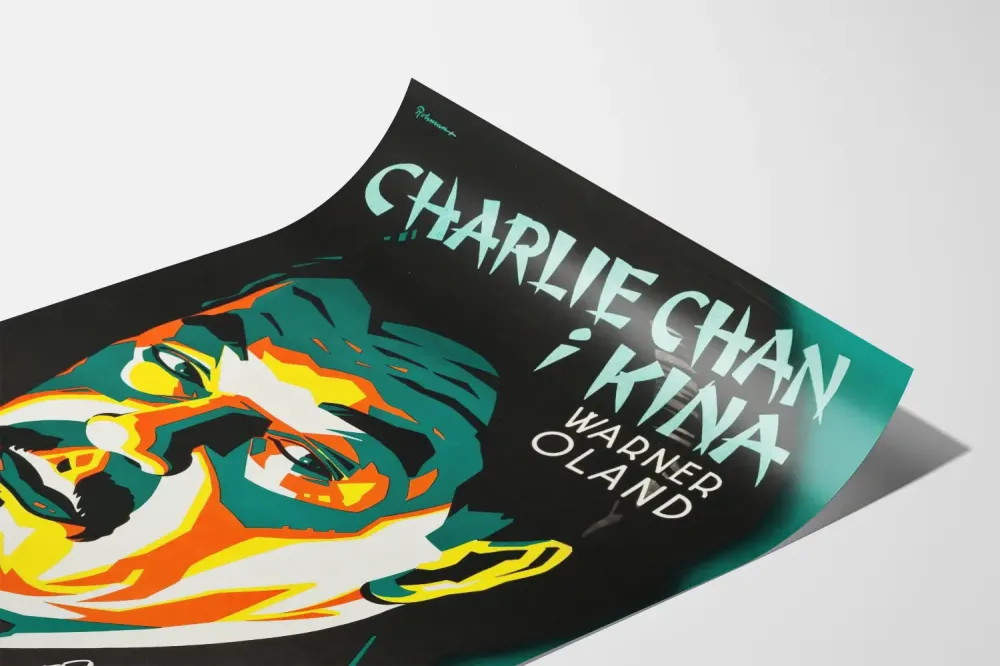 Plakat filmowy vintage Charlie Chan w Szanghaju