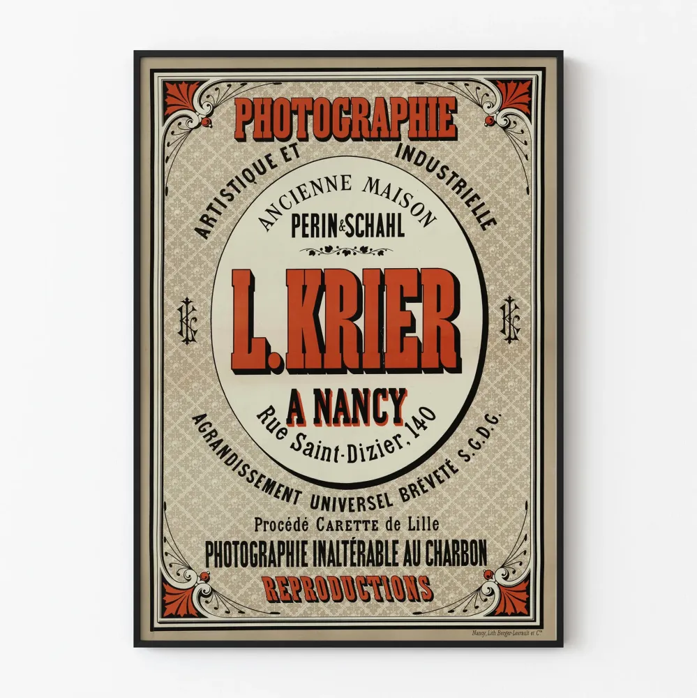 Plakat z fotografią artystyczną i przemysłową vintage L. Krier w Nancy