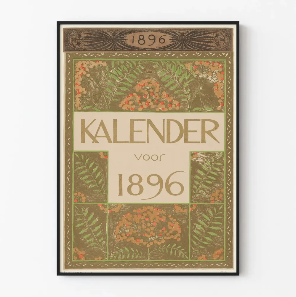 Plakat Kalendarz 1896 z motywami kwiatowymi