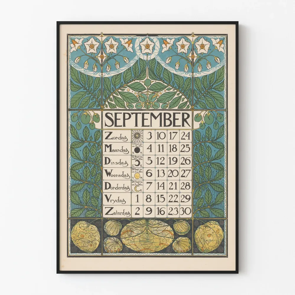 Plakat Kalendarz Wrzesień 1899 Styl Secesja