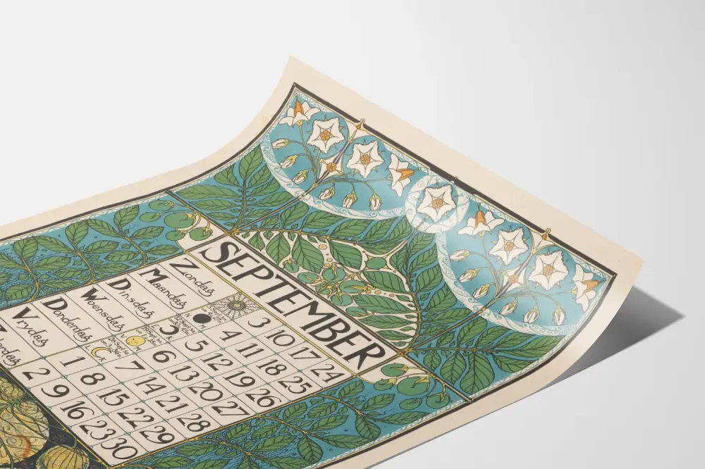Plakat Kalendarz Wrzesień 1899 Styl Secesja