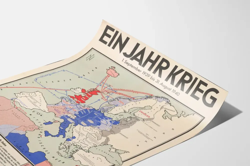 Plakat Kartograficzna Historia Wojny 1939-1940 Europa