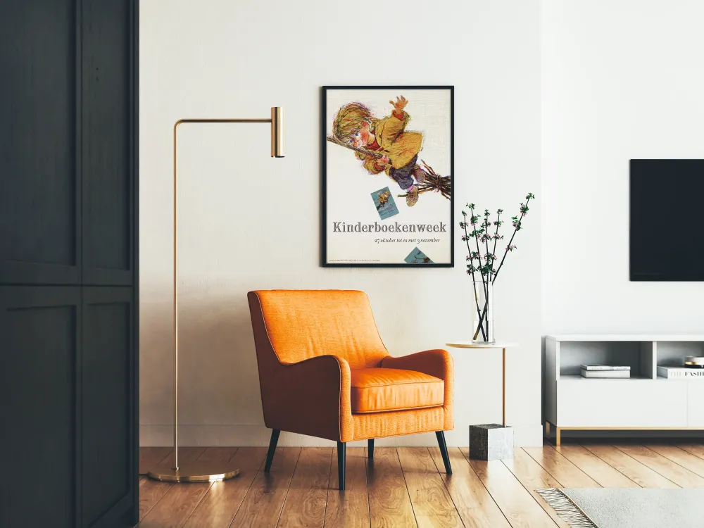 Plakat Kinderboekenweek Ilustracja Dziecko na Miotle
