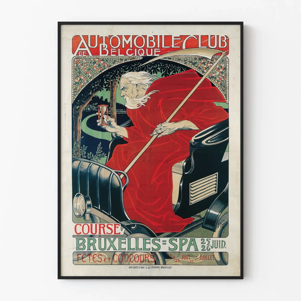 Plakat Klubu Samochodowego Belgii Wyścig Brukselsko-Spa