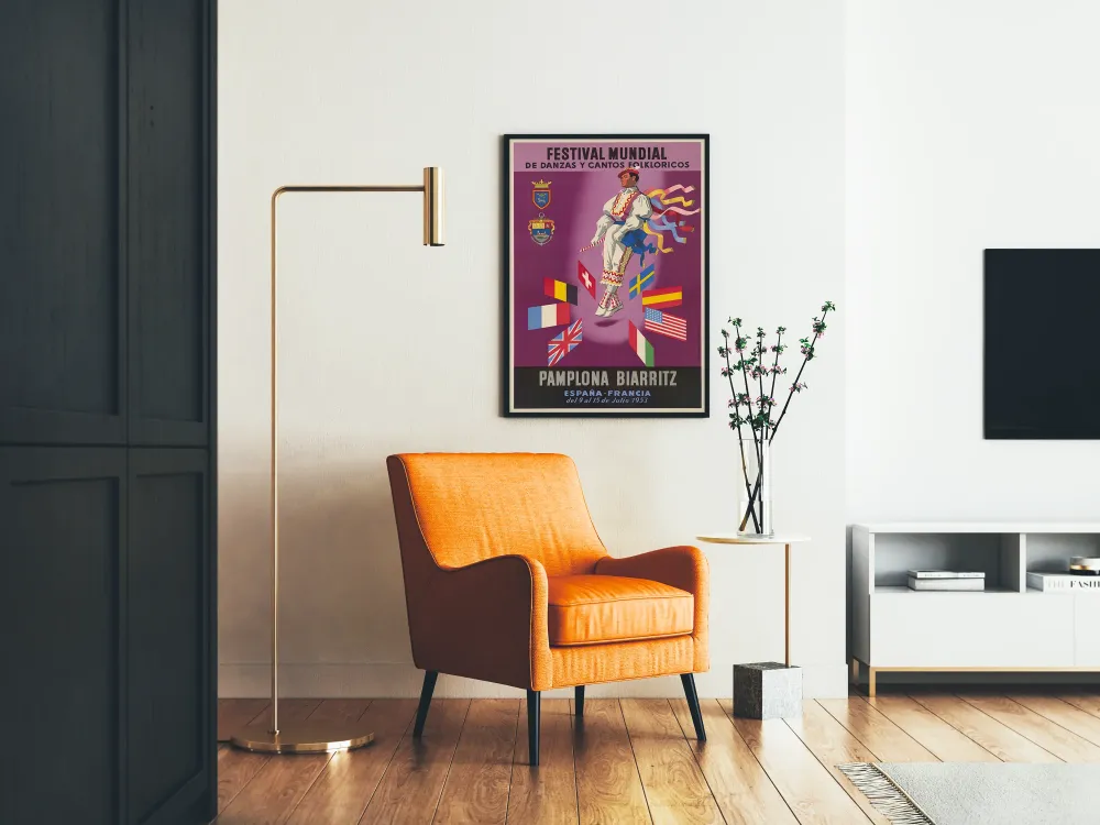 Plakat Międzynarodowego Festiwalu Tańców i Pieśni Ludowych w Pampelunie Biarritz