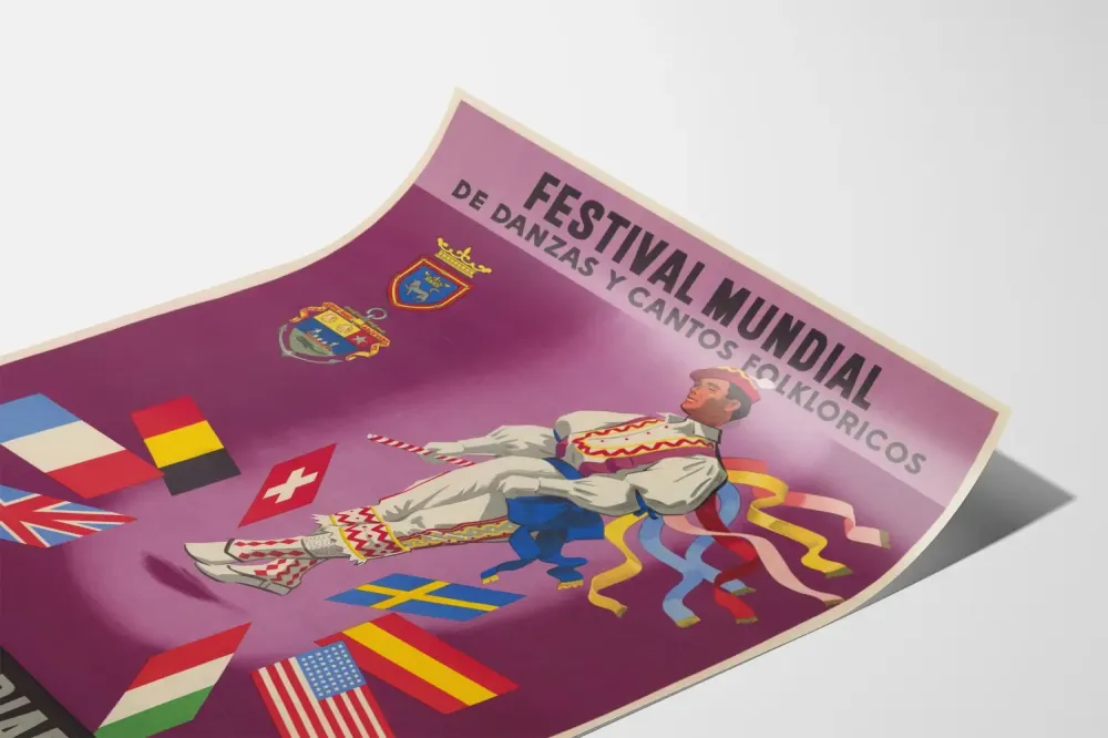 Plakat Międzynarodowego Festiwalu Tańców i Pieśni Ludowych w Pampelunie Biarritz