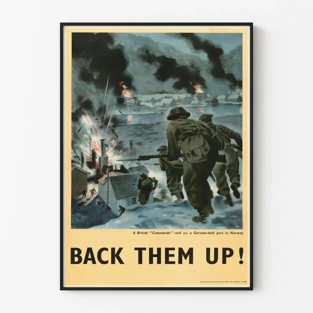 Plakat militarny brytyjskiego rajdu komandosów w Norwegii