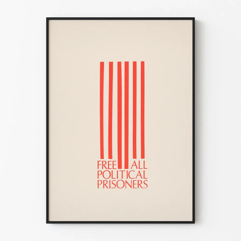 Plakat minimalistyczny Wolny wszystkich więźniów politycznych