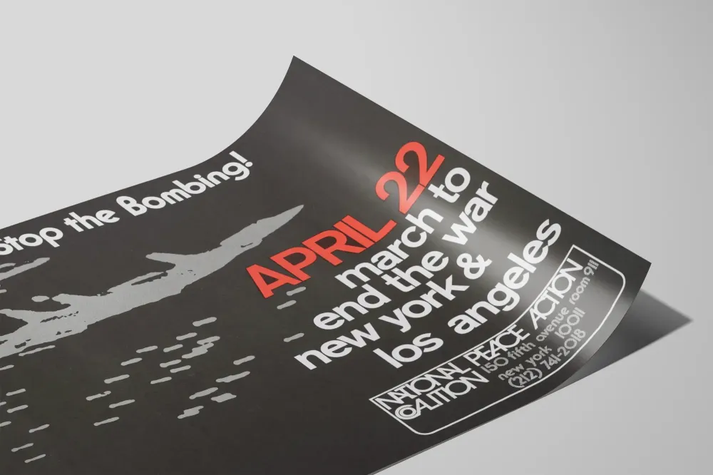Plakat Mobilizacji Pacyfistycznej Stop Bombardowaniu - 22 kwietnia