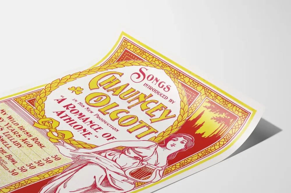 Plakat z muzyką irlandzką z epoki - Chauncey Olcott Romance Athlone