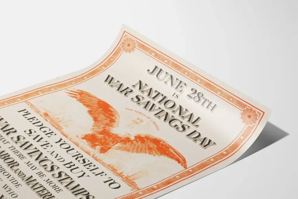 Plakat z okazji Dnia Oszczędzania na Wojnie Narodowej - Patriotyczna Dekoracja Ścienna
