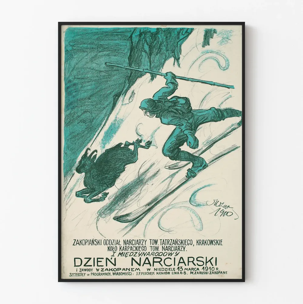 Plakat z okazji Międzynarodowego Dnia Narciarstwa 1910 w Zakopanem