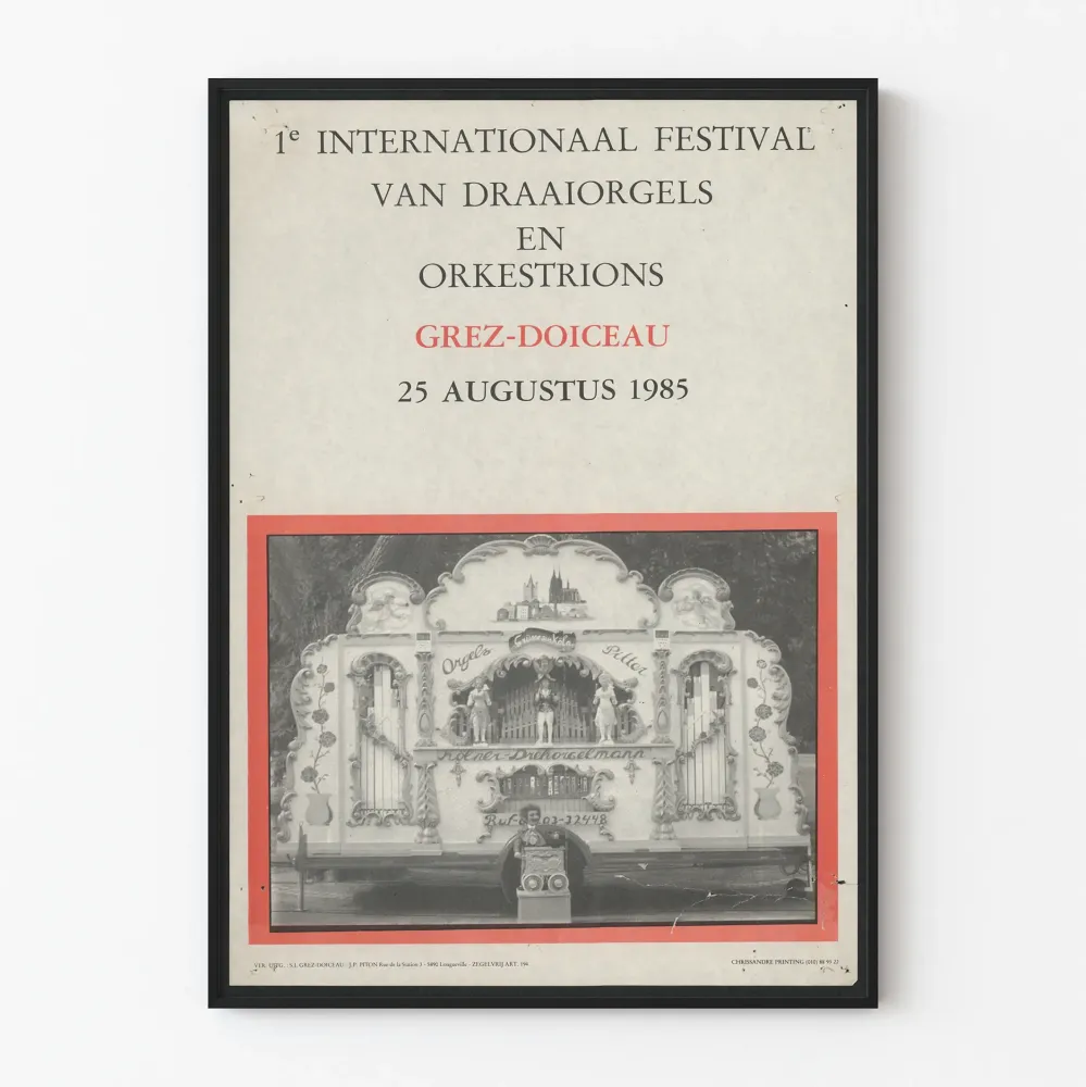 Plakat z okazji pierwszego Międzynarodowego Festiwalu Organów Wędrownych i Orkiestrionów 1985