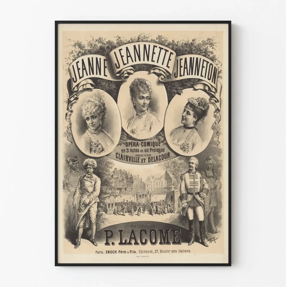 Plakat Opéra-Comique Jeanne Jeannette et Jeanneton Muzyka P. Lacome