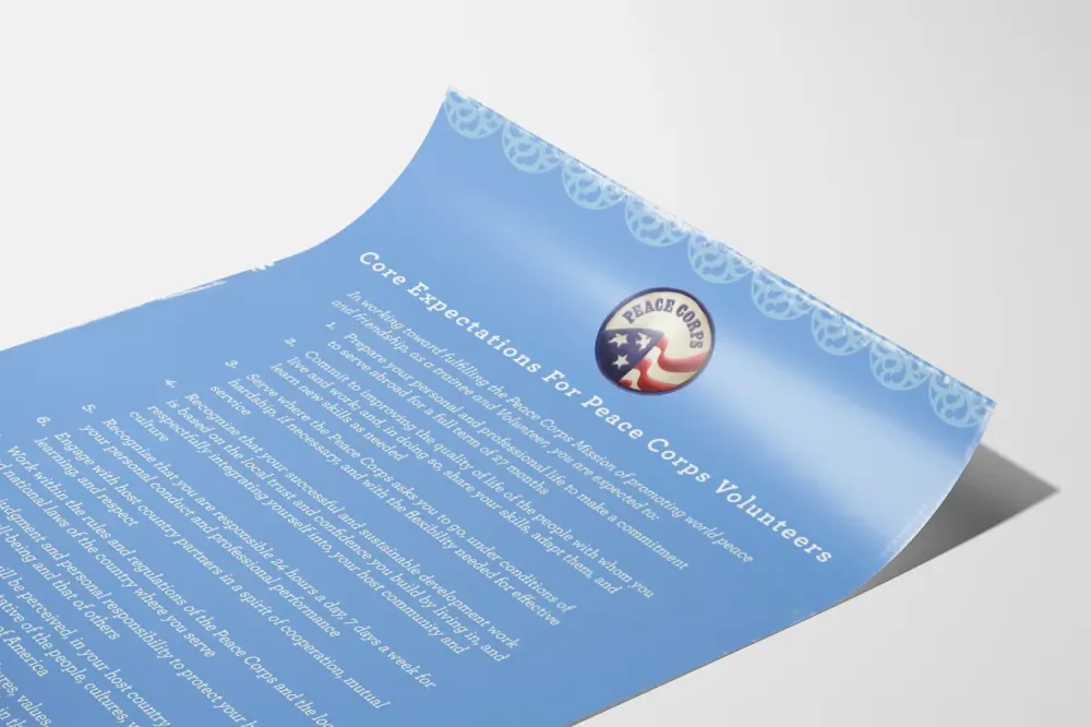 Plakat Podstawowe zasady wolontariuszy Peace Corps