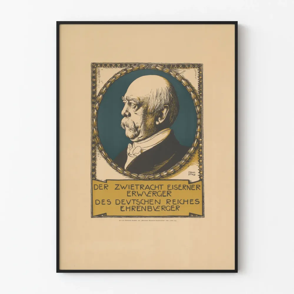 Plakat portret karykaturalny Bismarcka autorstwa Franza Stucka