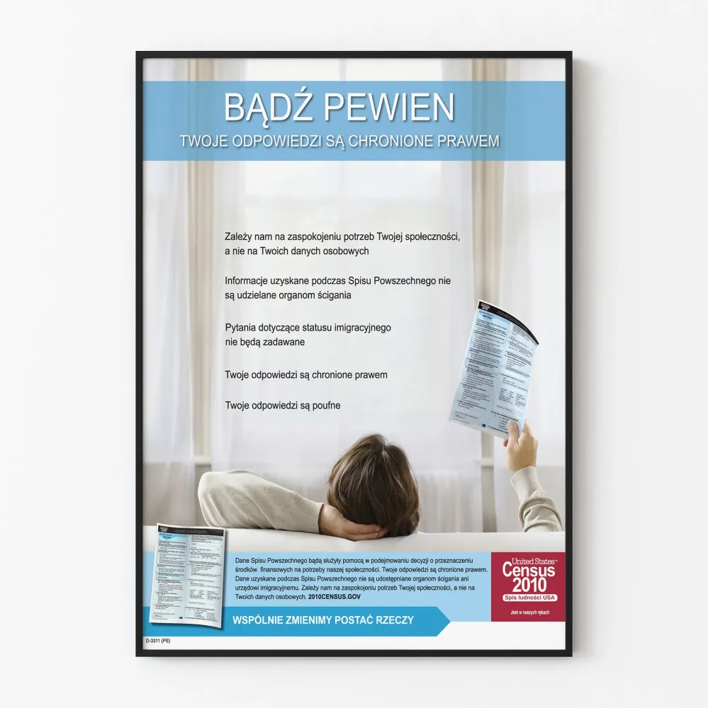 Plakat poufności spisu ludności USA 2010 w języku polskim